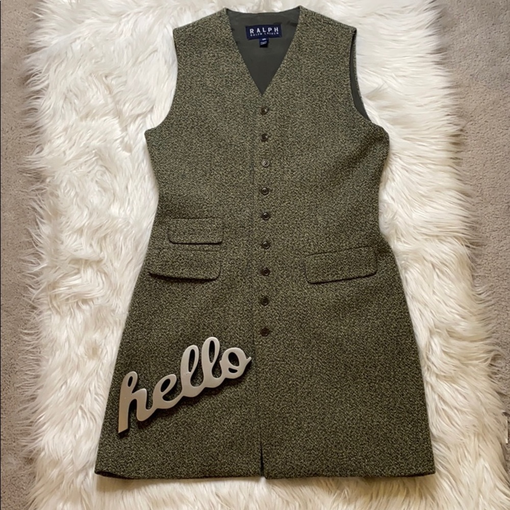 Ralph Lauren Wool Dress/Long Vest, Button Down